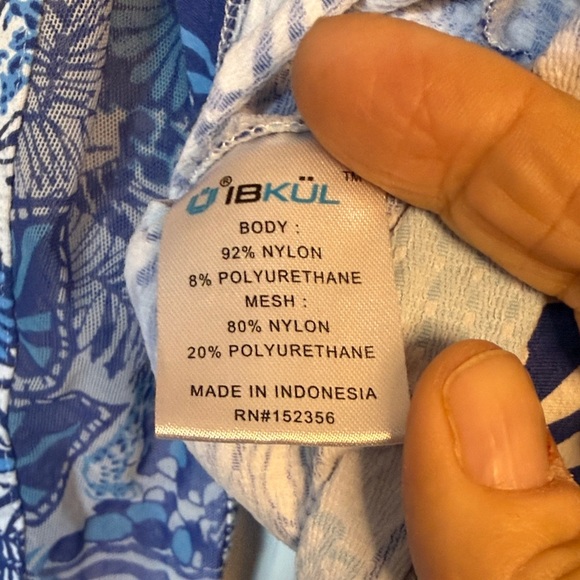 IBKUL Bamboo Gardens Blue and White Quarter Zip size S - Picture 13 of 13